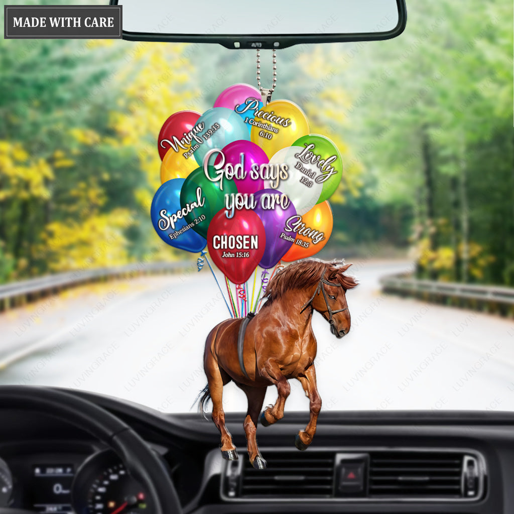 Horse With Balloons God Says You Are Ornament