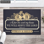 Infinity Monogram Serve The Lord Personalized Doormat