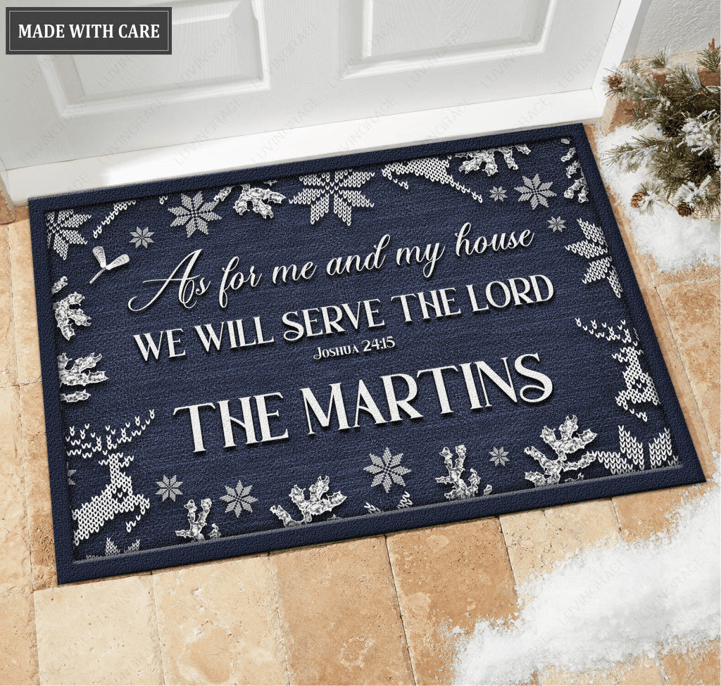 Navy Serve The Lord Doormat