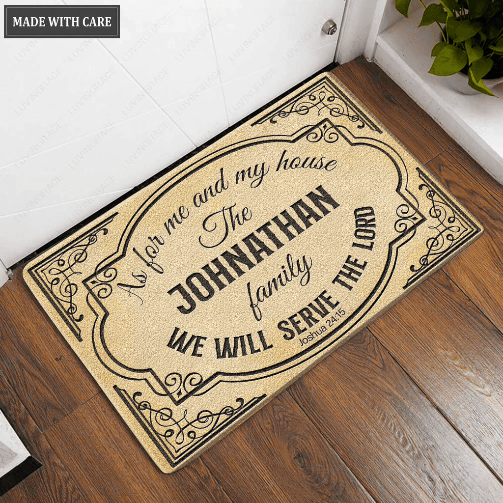 Personalized Classic VIntage Serve The Lord Doormat