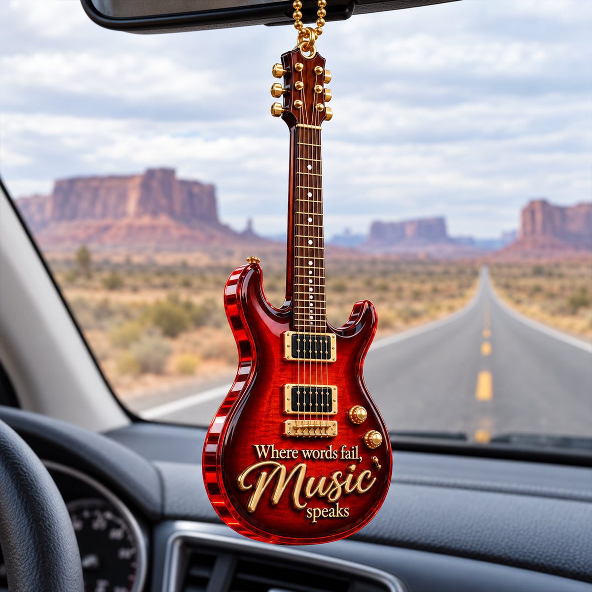 Where Words Fail Music Speaks – 3D Guitar Ornament