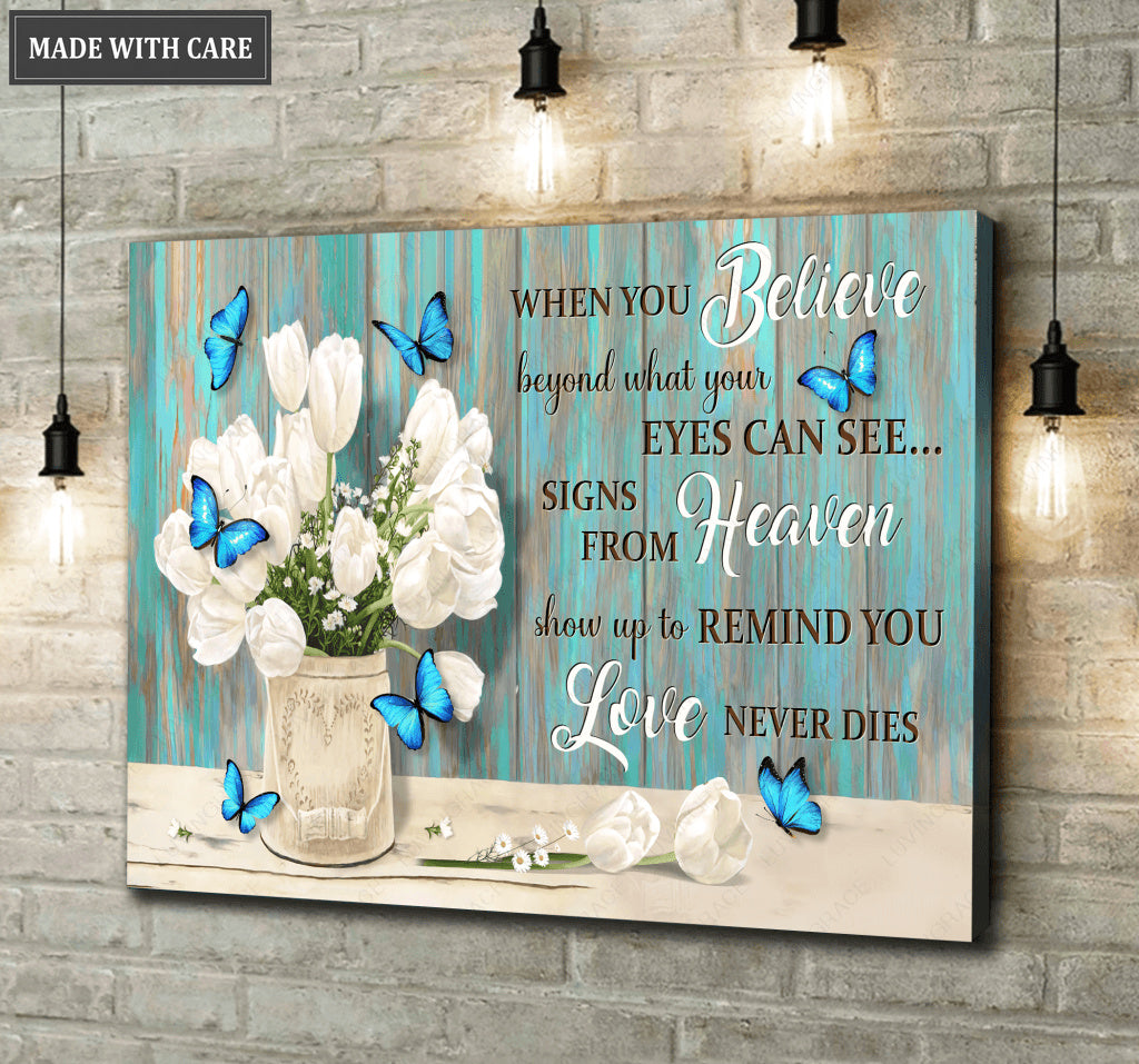 White Tulips And Butterflies Wall Art