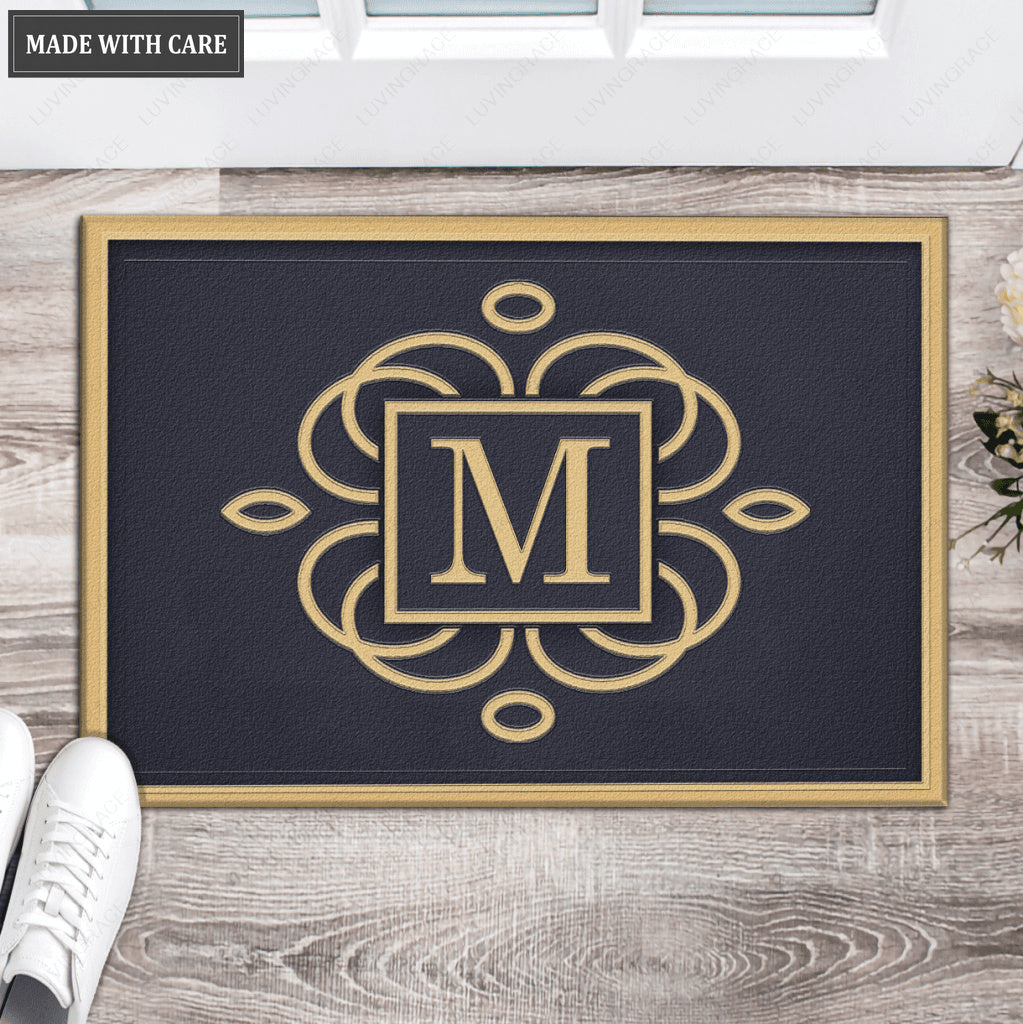 Last Name Letter Unique Monogram Personalized Doormat