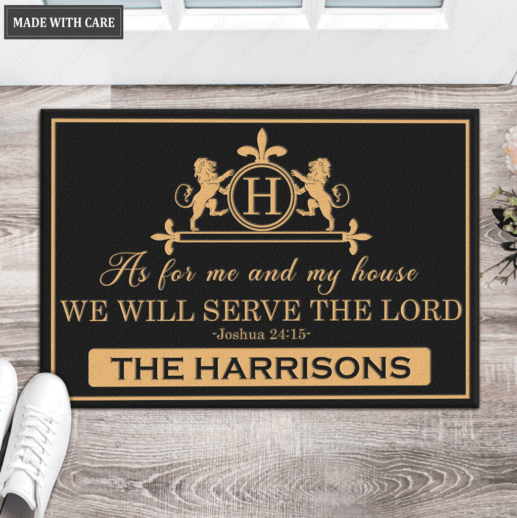Lion As For My House Monogram Personalized Doormat