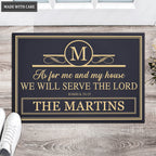 Luvingrace Collection Blue Gold Monogram As For My House Personalized Doormat