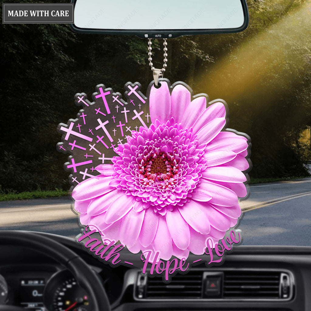 Pink Daisy Cross Ornament
