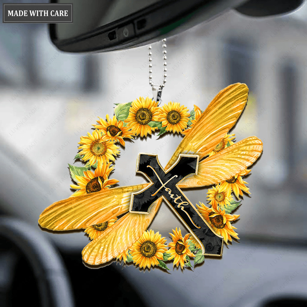 Sunflower Around Dragonfly Ornament