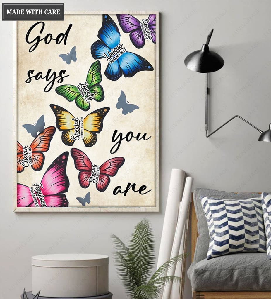 Colorful Butterflies God Says You Are Wall Art