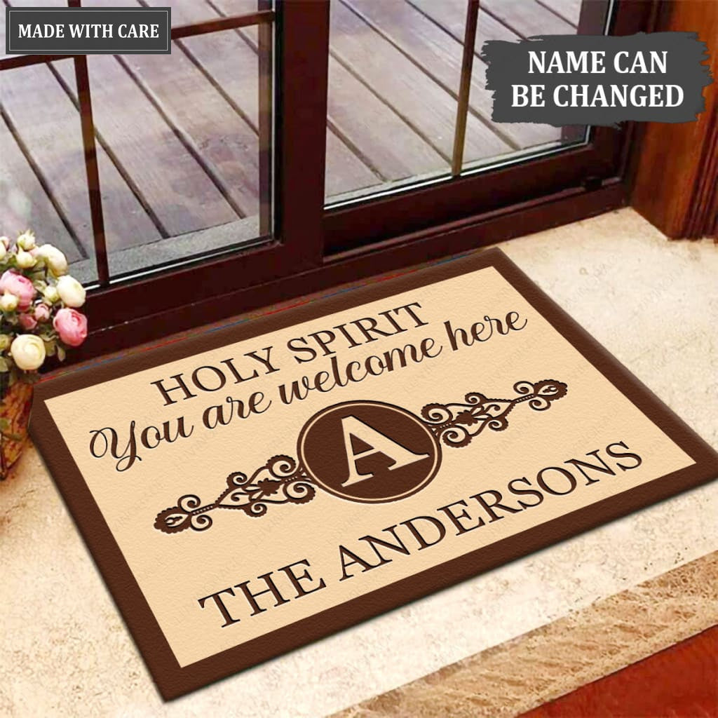 Luvingrace M99 Decorative Monogram Collection Holy Spirit Personalized Doormat