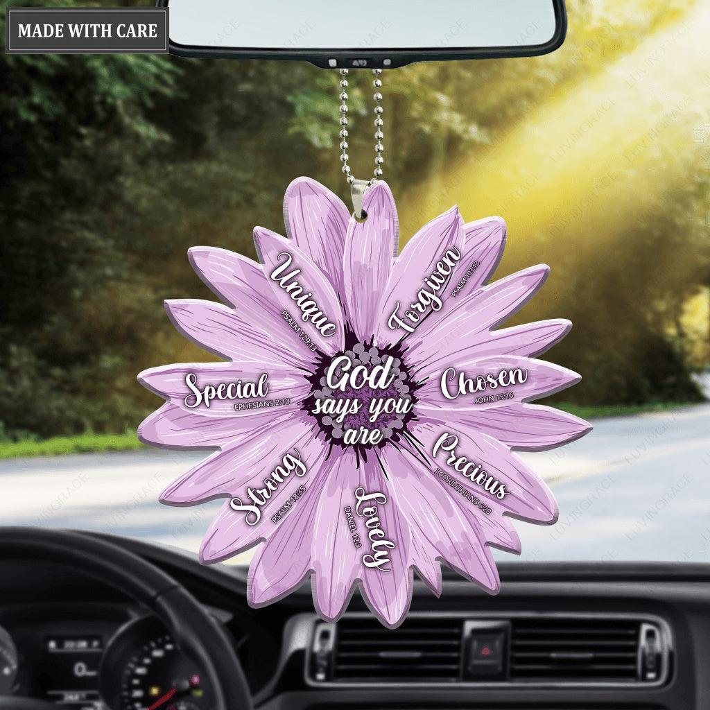 Purple Daisy God Says You Are Ornament