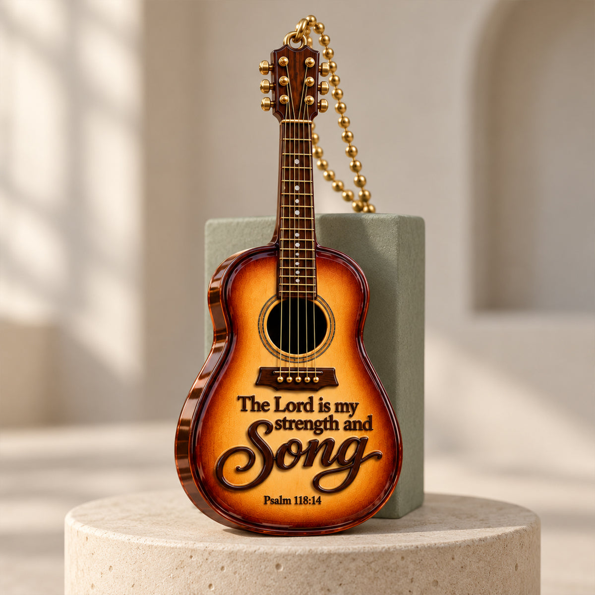 The Lord Is My Strength and Song – Christian Faith Guitar 3D Ornament