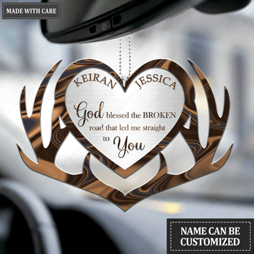 Antler Heart For Couple God Blessed Personalized Ornament