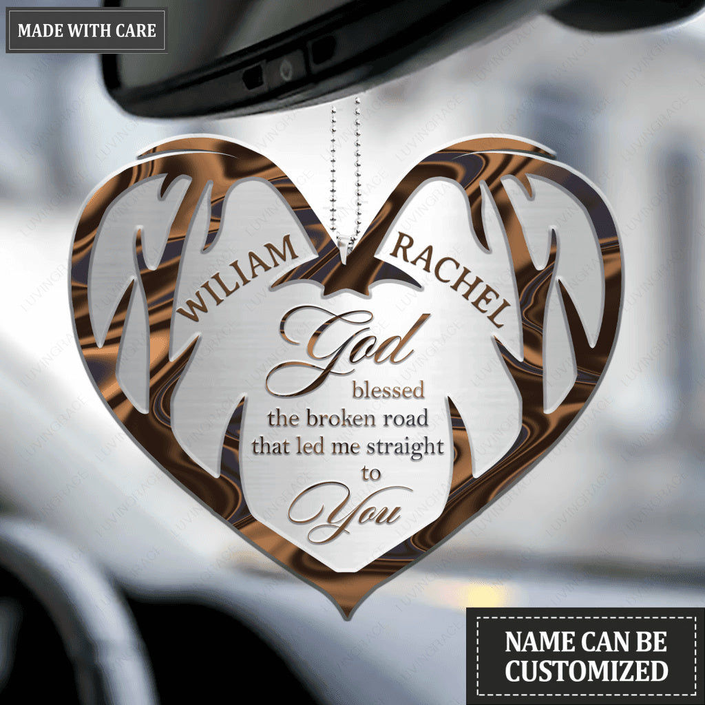 Deer Antlers Heart God Blessed Personalized Ornament