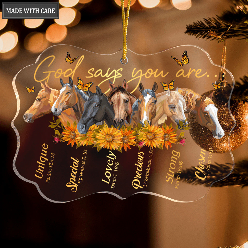 Sunflower Horses God Says You Are Transparent Ornament
