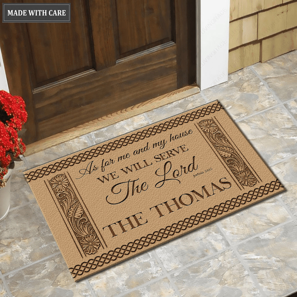 Sunflower Border Serve The Lord Personalized Doormat