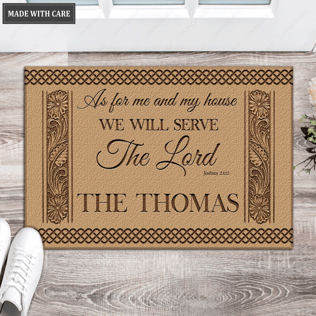 Sunflower Border Serve The Lord Personalized Doormat