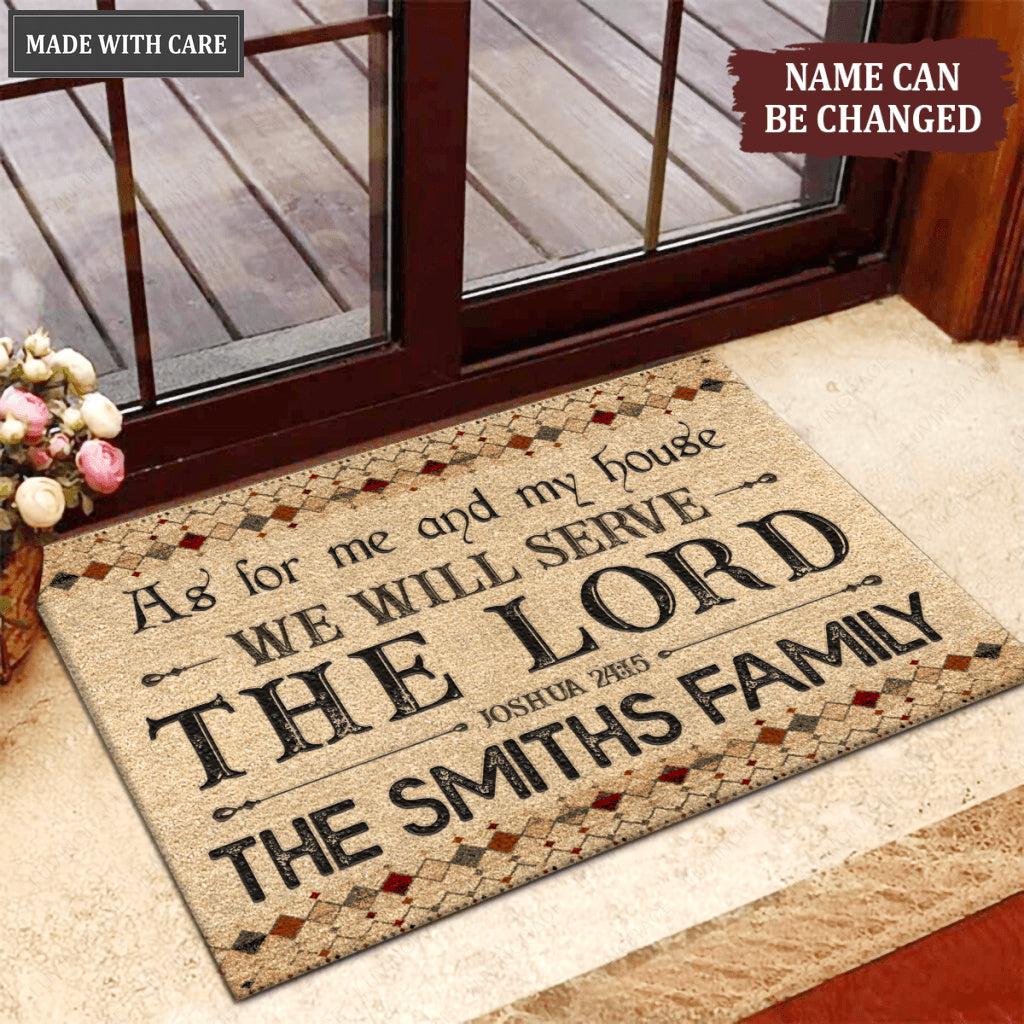 Vintage Boho As For Me And My House Personalized Doormat