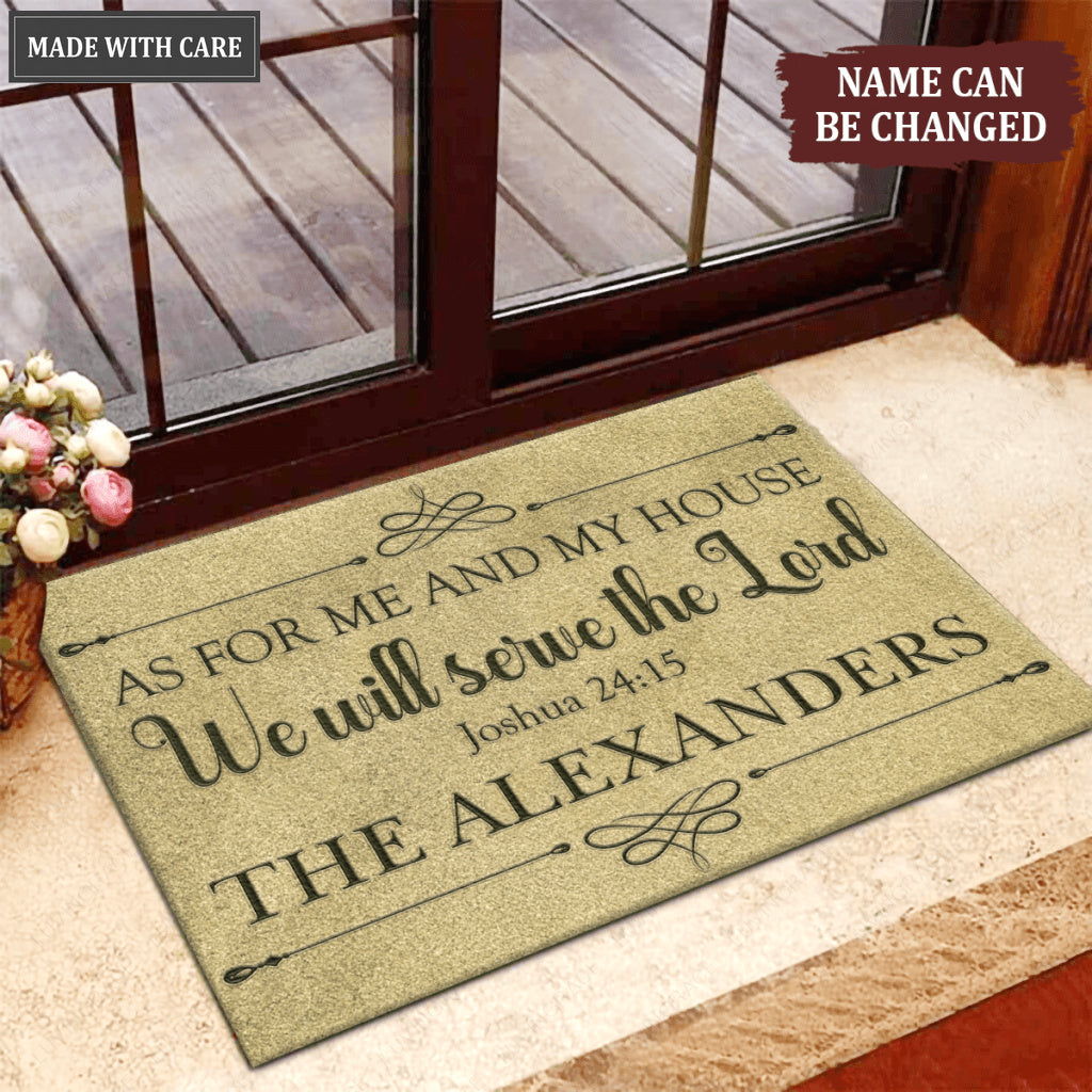 Vintage Light Green As For Me And My House Personalized Doormat