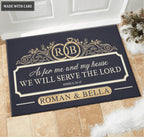 Couple Rings Serve The Lord Personalized Doormat