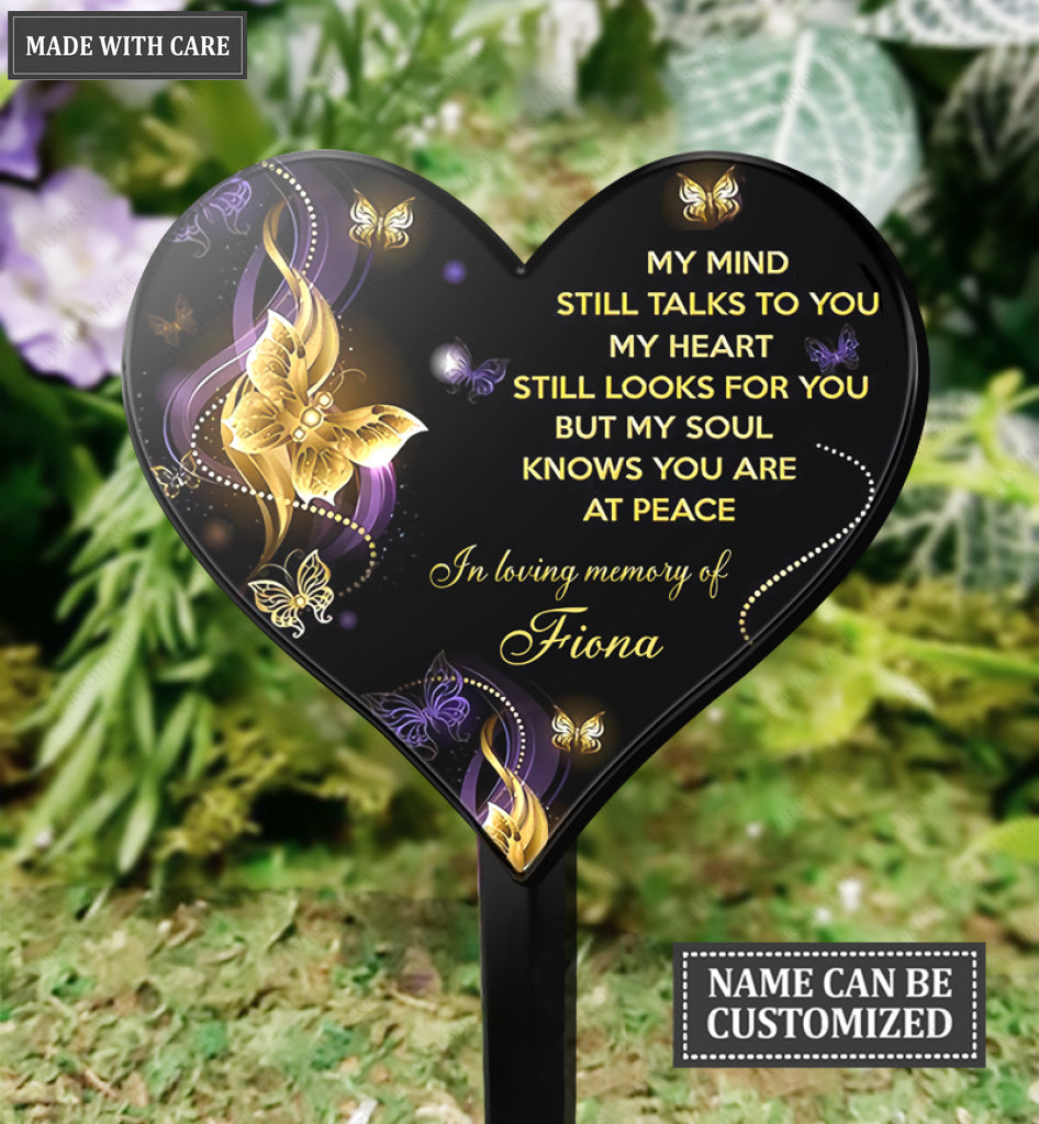 Personalized My Mind Heart Plaque Stake