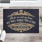 Personalized Gold Navy Luxury Serve The Lord Doormat