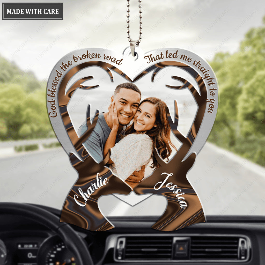 Two Deers Shaping Heart God Blessed Personalized Ornament