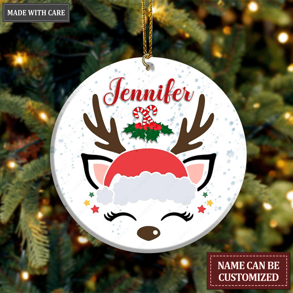 Christmas Candy Baby Antler Personalized Ornament
