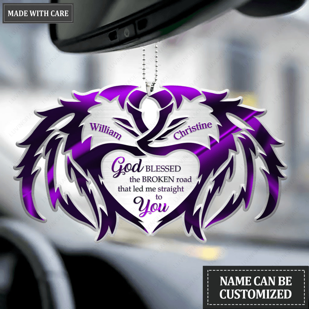 Two Wolves One Heart God Blessed Personalized Ornament