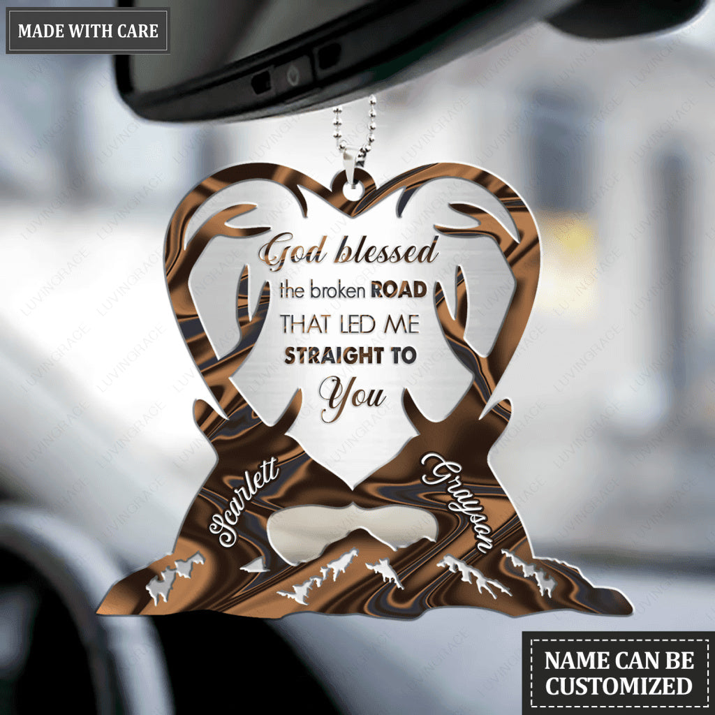 Mountain Deer Couple God Blessed Personalized Ornament