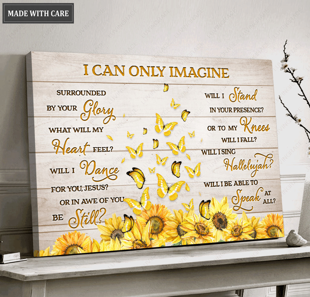 Gold Butterfly Will I Sing Hallelujah Canvas Wall Art