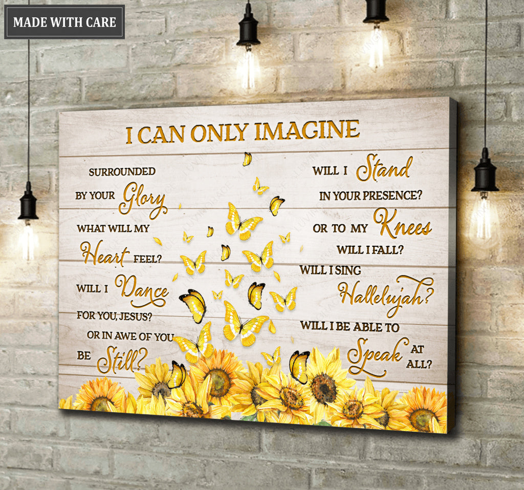 Gold Butterfly Will I Sing Hallelujah Canvas Wall Art