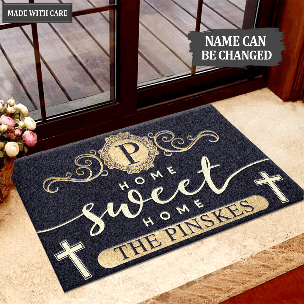 Personalized Home Sweet Home Elegant Family Doormat
