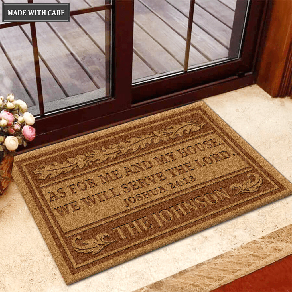New As For Me And My House Personalized Family Name Doormat
