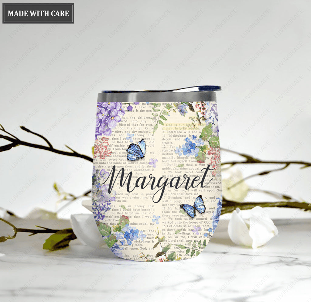 Personalized Bible Verse Page God Is Within Her Wine Tumbler
