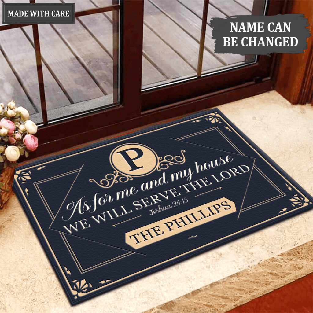 Luvingrace M04 Vintage Monogram Collection As For My House Personalized Doormat
