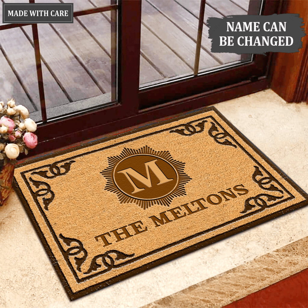 Luvingrace M05 Vintage Monogram Collection Family Name Personalized Doormat