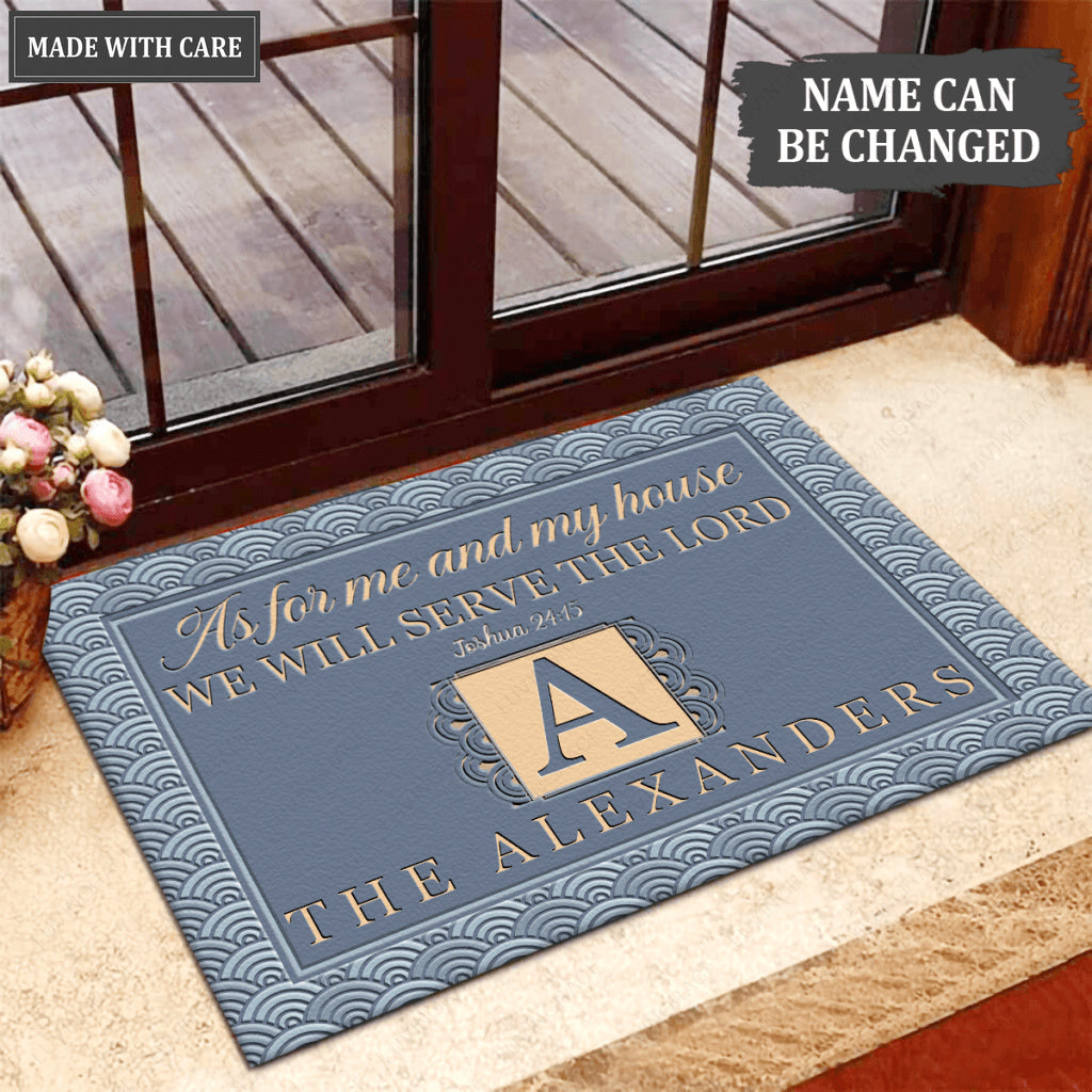 Luvingrace M06 Vintage Monogram Collection As For My House Personalized Doormat