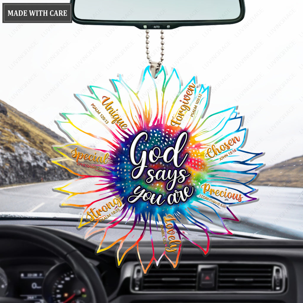 Colorful Tie Dye Flower God Says You Are Acrylic Ornament