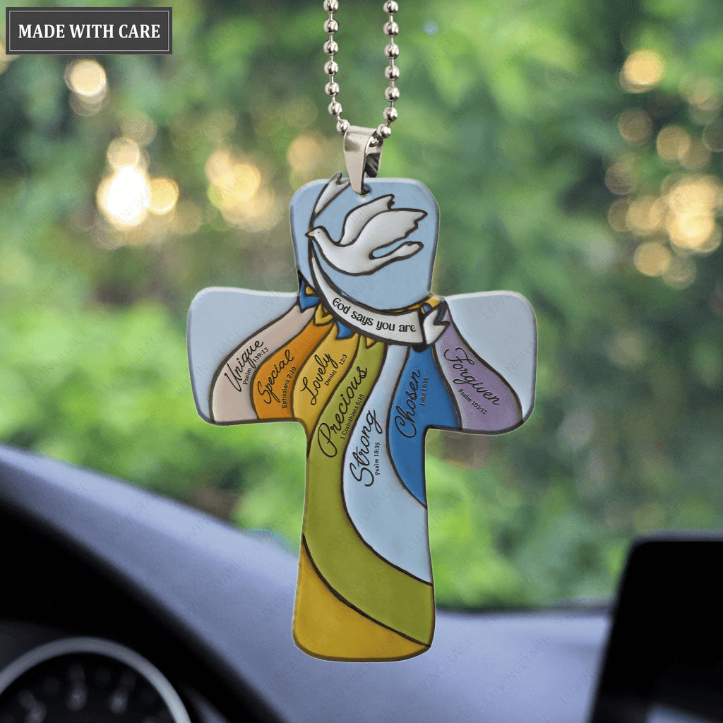 Dove Colorful Cross You Are Special Ornament