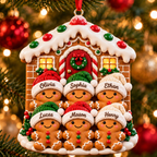 Personalized Gingerbread Family Christmas House 3D Ornament – Custom Names Christmas Gift