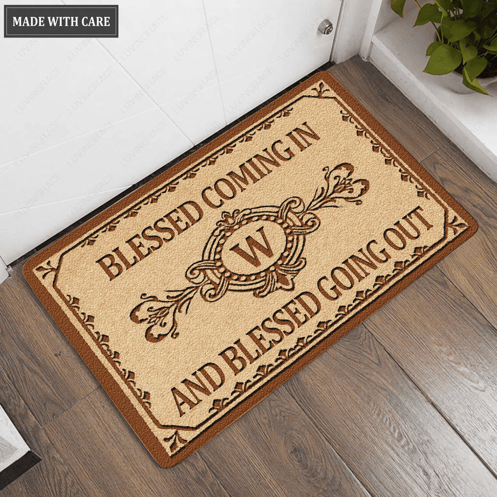 Personalized Blessed Coming In Going Out Doormat