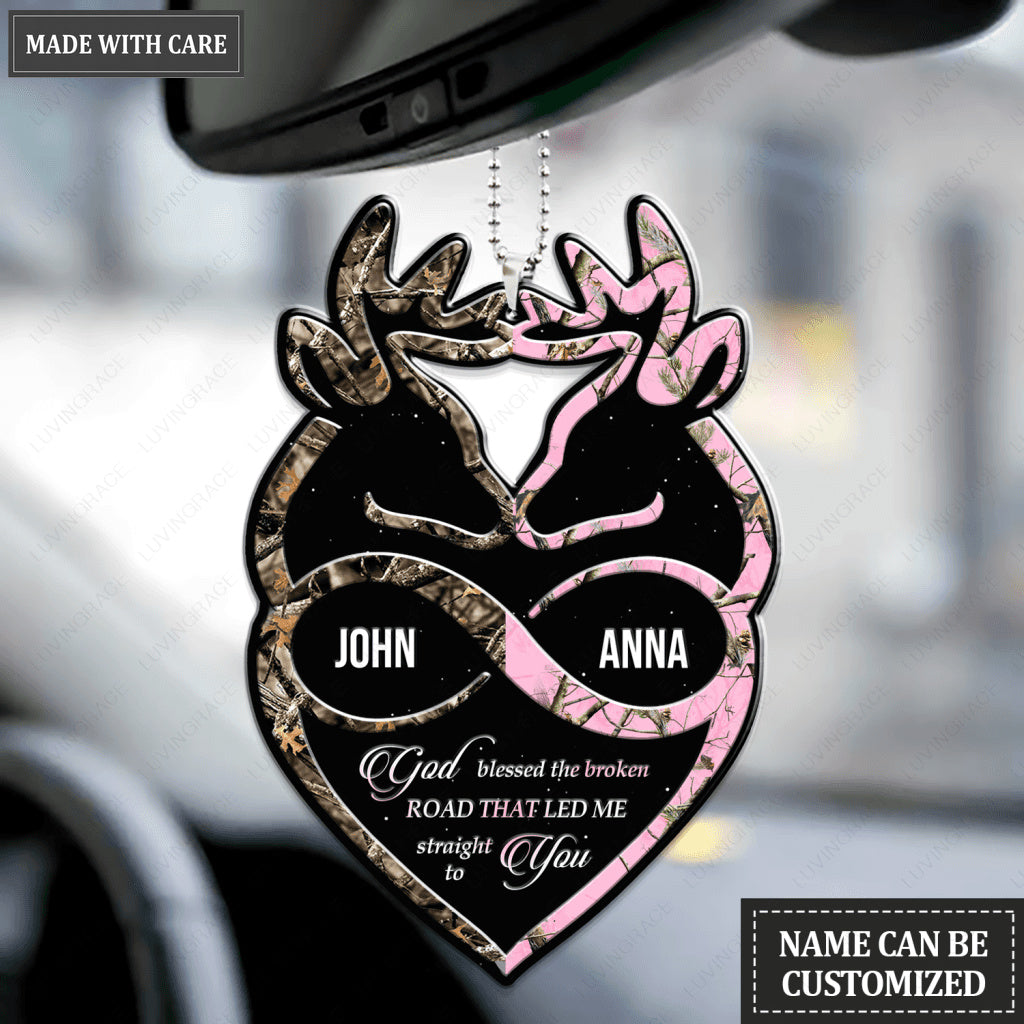 Buck And Doe Infinity Heart God Blessed Personalized Ornament