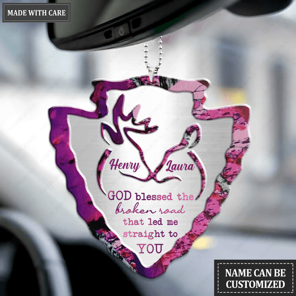 Buck Doe Heart Arrowhead God Blessed Personalized Ornament