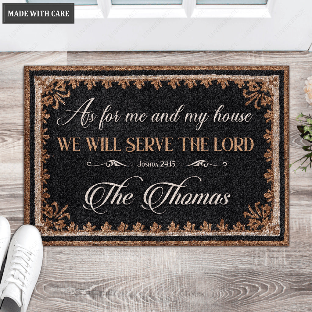 Monogrammed Serve The Lord Door Mat