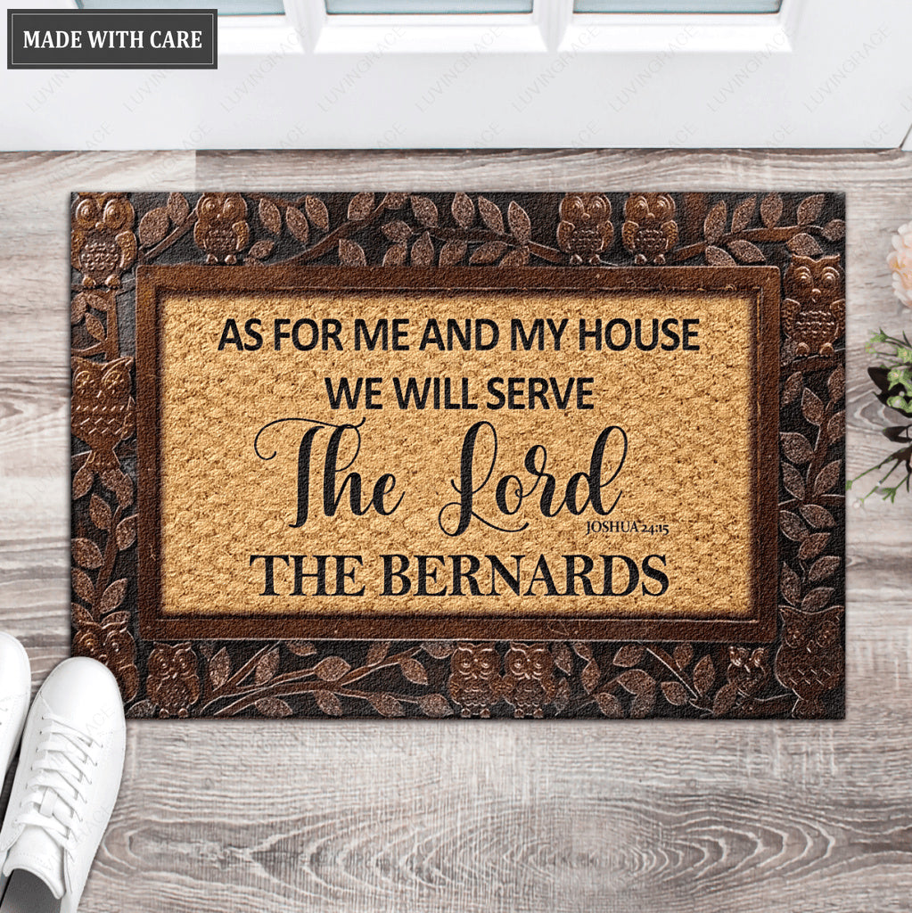 Owl Pattern Serve The Lord New Personalized Door Mat