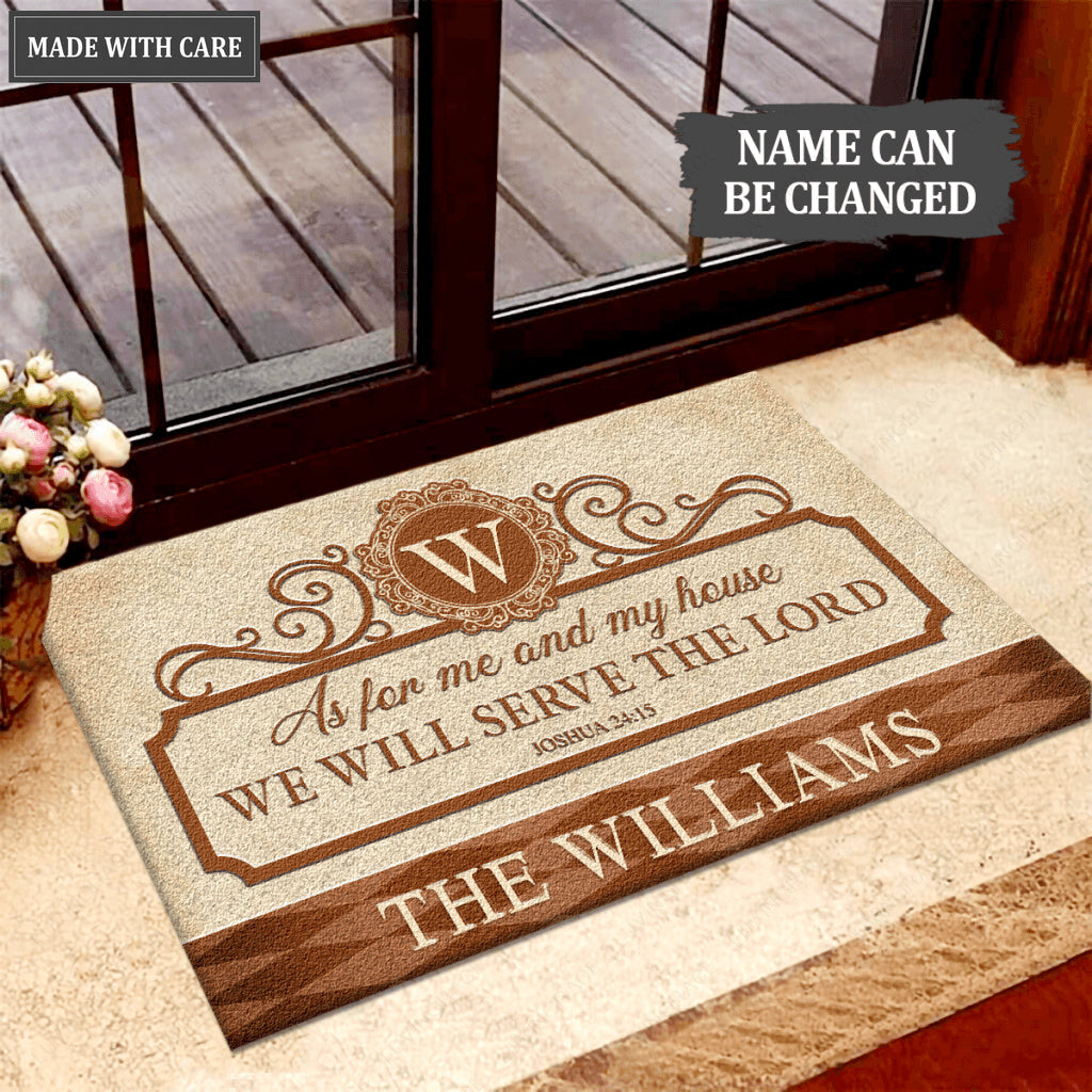 Family Gift Serve The Lord Personalized Elegant Doormat