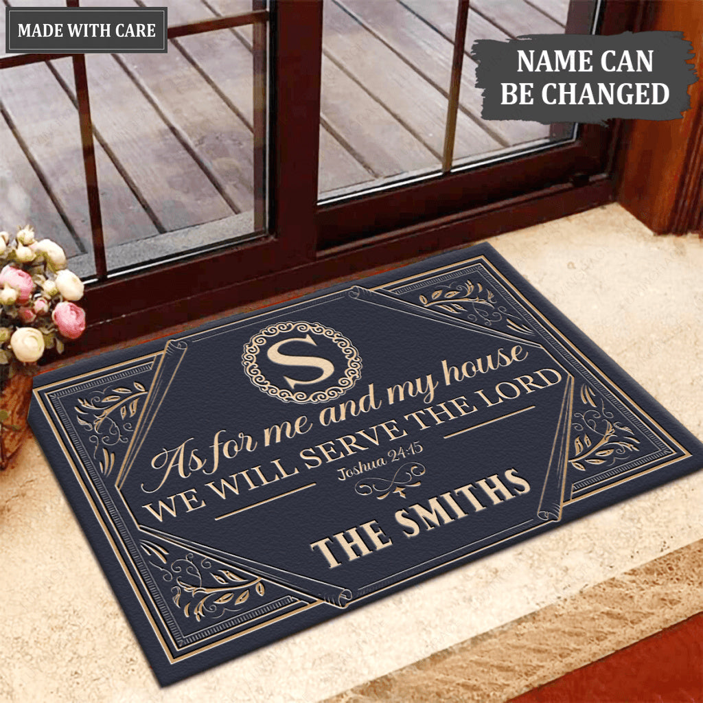 Luvingrace M09 Vintage Monogram Collection As For My House Personalized Doormat