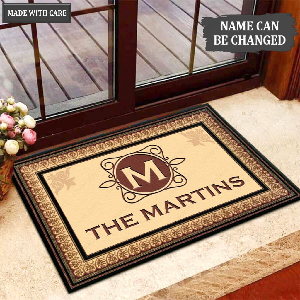 Luvingrace M11 Vintage Monogram Collection Family Name Personalized Doormat