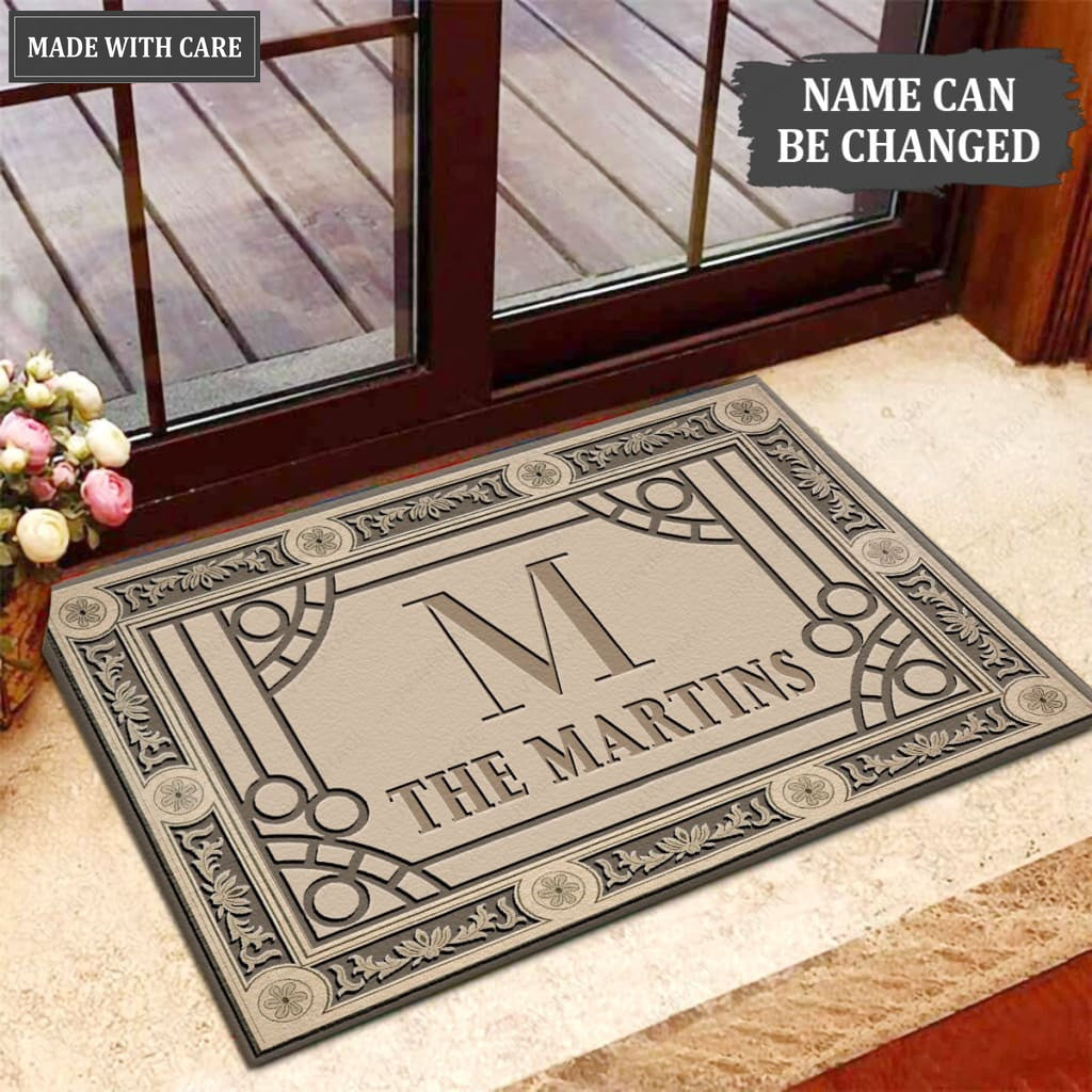 Luvingrace M12 Vintage Monogram Collection Family Name Personalized Doormat