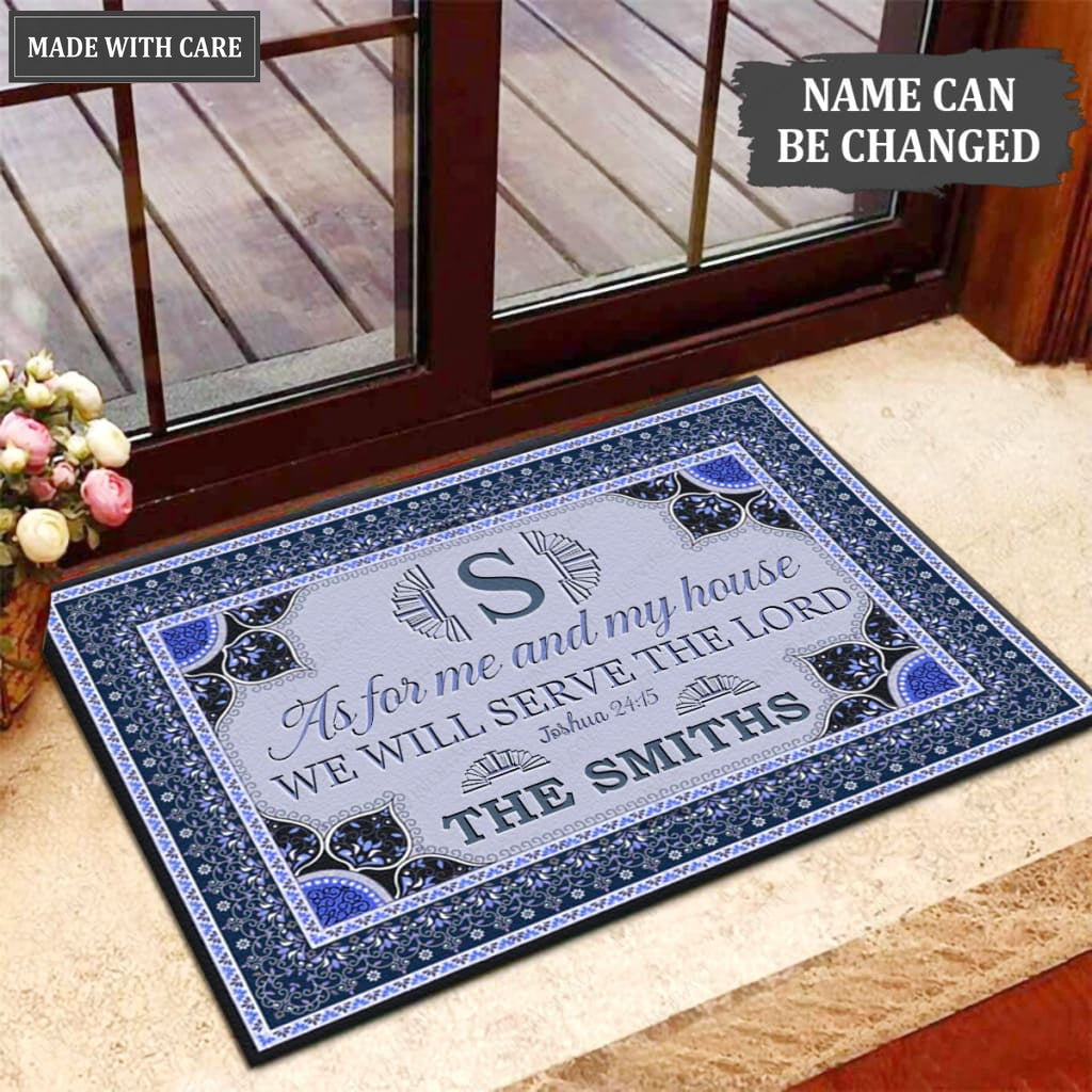 Luvingrace M14 Vintage Monogram Collection As For My House Personalized Doormat